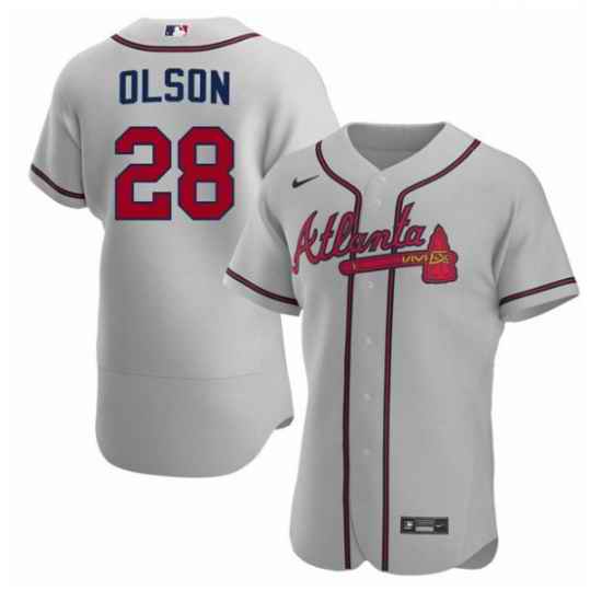 Men's Atlanta Braves #28 Matt Olson Gray Flex Base Stitched Baseball Jersey->washington nationals->MLB Jersey