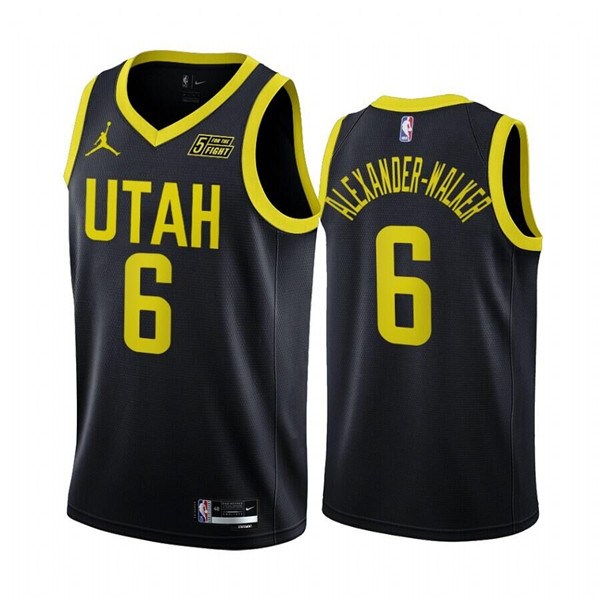Men's Utah Jazz #6 Nickeil Alexander-Walker Black 2022/23 Association Edition Stitched Basketball Jersey->utah jazz jerseys->NBA Jersey