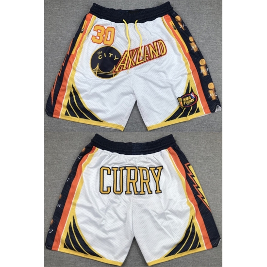 Men Golden State Warriors #30 Stephen Curry White Shorts->nba shorts->NBA Jersey