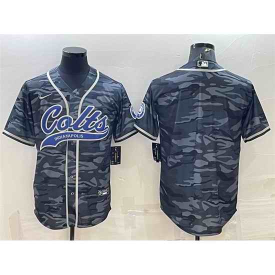 Men Indianapolis Colts Blank Grey Camo With Patch Cool Base Stitched Baseball Jersey->houston texans->NFL Jersey