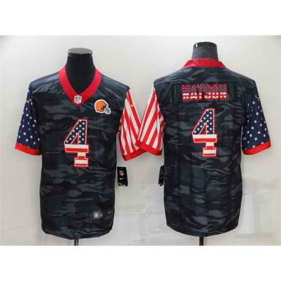 Men Cleveland Browns #4 Deshaun Watson Camo USA Flag Limited Stitched Jersey->cleveland browns->NFL Jersey