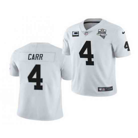 Men Las Vegas Raiders #4 Derek Carr White 2020 Inaugural Season With C Patch Vapor Limited Stitched NFL Jersey->las vegas raiders->NFL Jersey