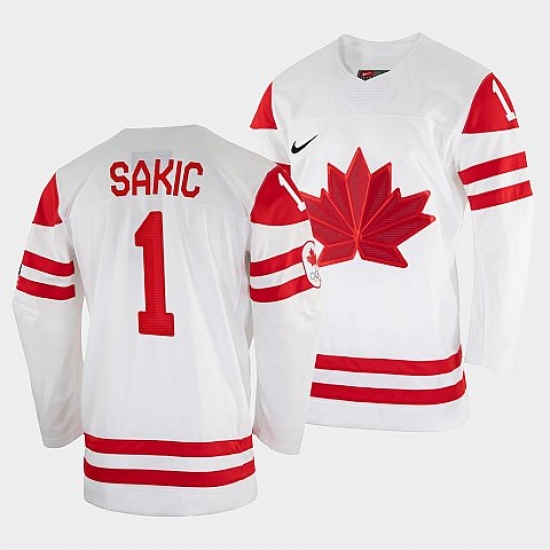 Men's Joe Sakic Canada Hockey White 2022 Winter Olympic #1 Salt Lake City Jersey->2022 canada winter olympic->NHL Jersey