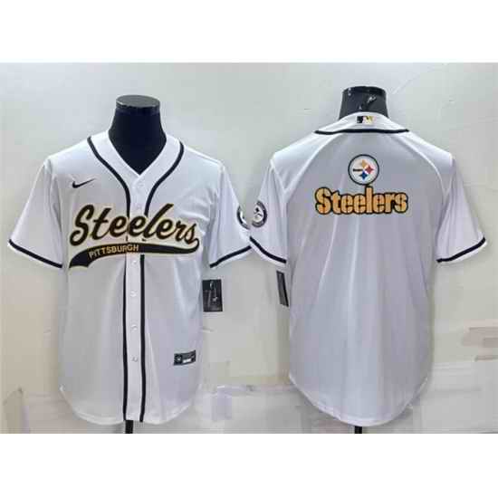 Men Pittsburgh Steelers White Team Big Logo With Patch Cool Base Stitched Baseball Jersey->tampa bay buccaneers->NFL Jersey