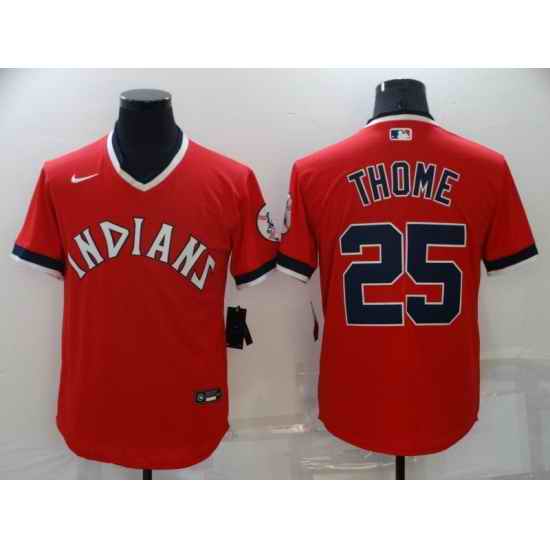 Men's Nike Cleveland Indians #25 Jim Thome Red Throwback Jersey->cleveland indians->MLB Jersey