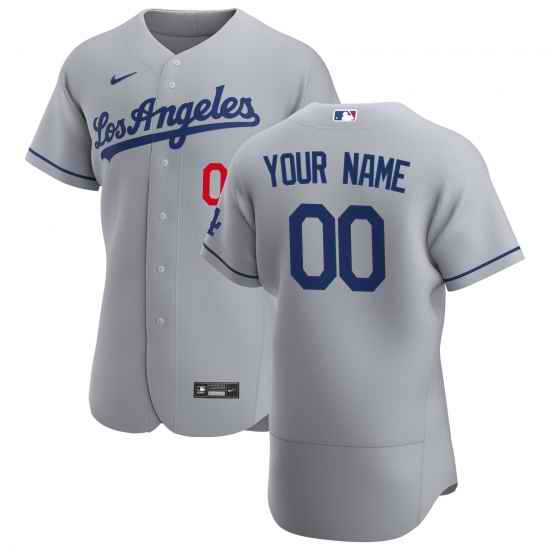 Men Women Youth Toddler Los Angeles Dodgers Gray Custom Royal Flex Base Stitched Jersey->customized mlb jersey->Custom Jersey