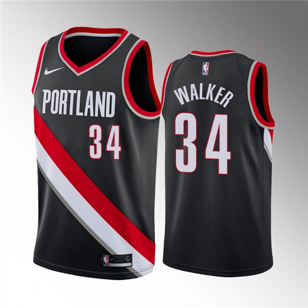 Men's Portland Trail Blazers #34 Jabari Walker Black Icon Edition Stitched Basketball Jersey->orlando magic->NBA Jersey