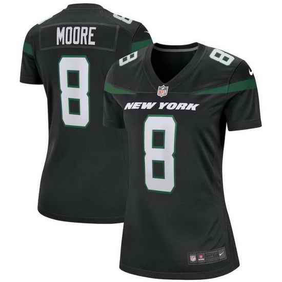 Women New York Jets Elijah Moore #8 Black Vapor Limited Stitched Football Jersey->women nfl jersey->Women Jersey