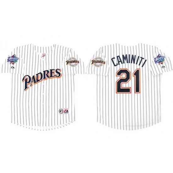 Men's San Diego Padres #21 Ken Caminiti White 1998 World Series Cool Base Stitched Jersey->san diego padres->MLB Jersey