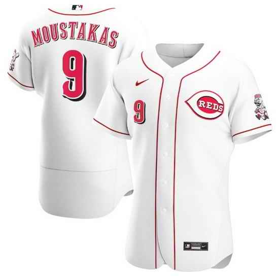 Men Cincinnati Reds #9 Mike Moustakas White Flex Base Stitched jersey->cincinnati reds->MLB Jersey