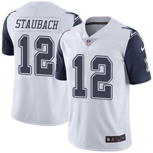 Men's Dallas Cowboys #12 Roger Staubach White Stitched Jersey->chicago bears->NFL Jersey