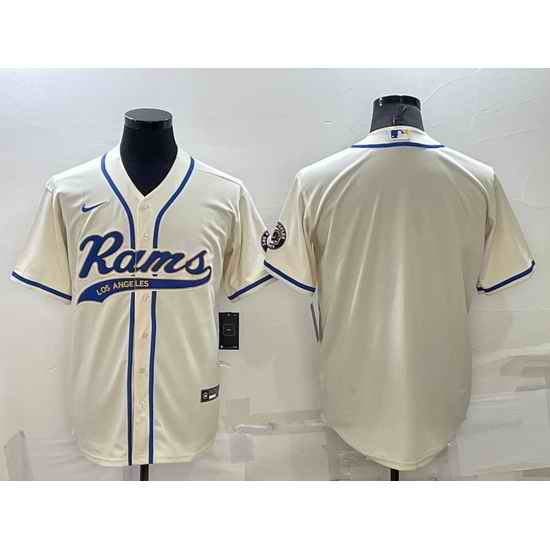Men Los Angeles Rams Blank Bone Cool Base Stitched Baseball Jersey->los angeles rams->NFL Jersey