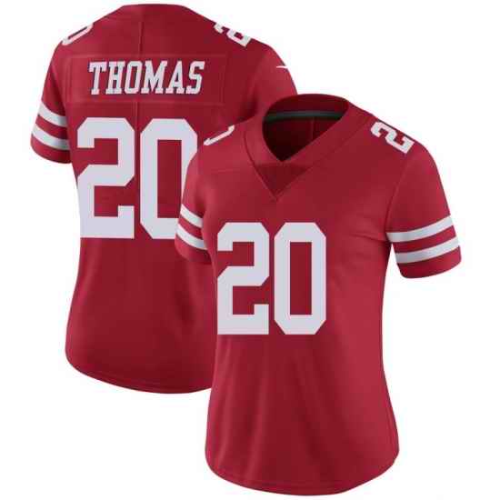 Women Sanfrancisco 49ers #20 Ambry Thomas Red Vapor Limited Jersey->women nfl jersey->Women Jersey