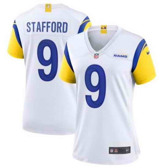 Women's Los Angeles Rams Matthew Stafford #9 White Nike Royal Game Jersey->women nfl jersey->Women Jersey