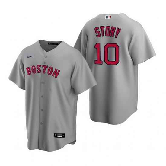 Men Boston Red Sox #10 Trevor Story Grey Cool Base Stitched Baseball jersey->boston red sox->MLB Jersey