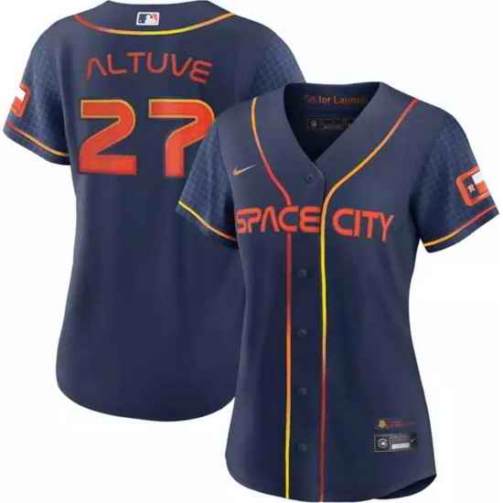 Women Houston Astros #27 Jose Altuve 2022 Navy City Connect Stitched Jersey