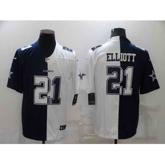 Men's Dallas Cowboys #21 Ezekiel Elliott White-Blue Fashion Football Limited Jersey->dallas cowboys->NFL Jersey