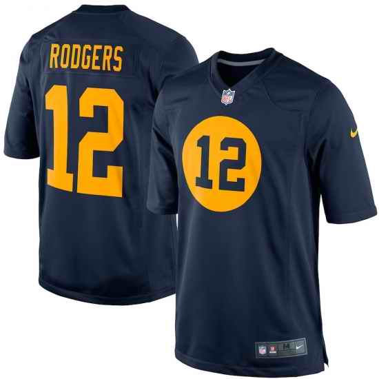 Men Nike Aaron Rodgers Green Bay Packers #12 Navy Blue Throwback Limited Jersey->los angeles rams->NFL Jersey