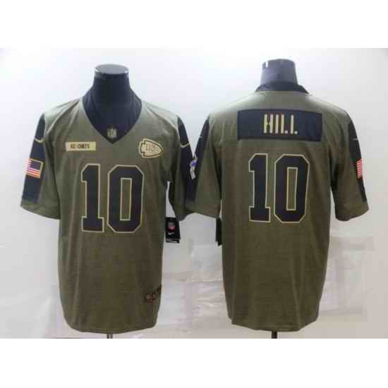 Men's Kansas City Chiefs #10 Tyreek Hill Nike Olive 2021 Salute To Service Limited Jersey->chicago bears->NFL Jersey