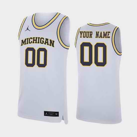 Michigan Wolverines Custom White Replica College Basketball Jersey_2->->Custom Jersey