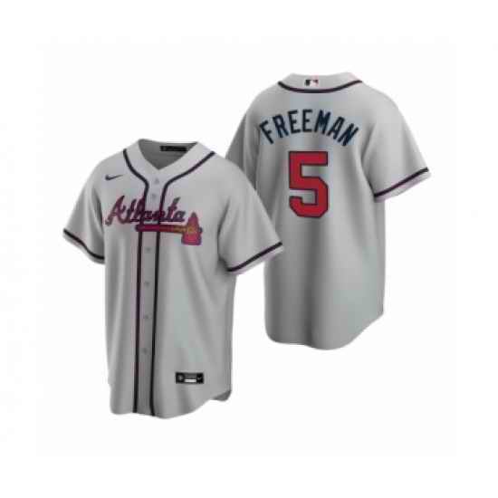 Youth Atlanta Braves #5 Freddie Freeman Nike Gray 2020 Road Jersey->youth mlb jersey->Youth Jersey
