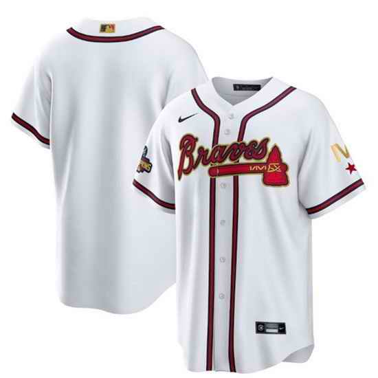 Youth Atlanta Braves Blank 2022 White Gold World Series Champions Program Cool Base Stitched Jersey->youth mlb jersey->Youth Jersey