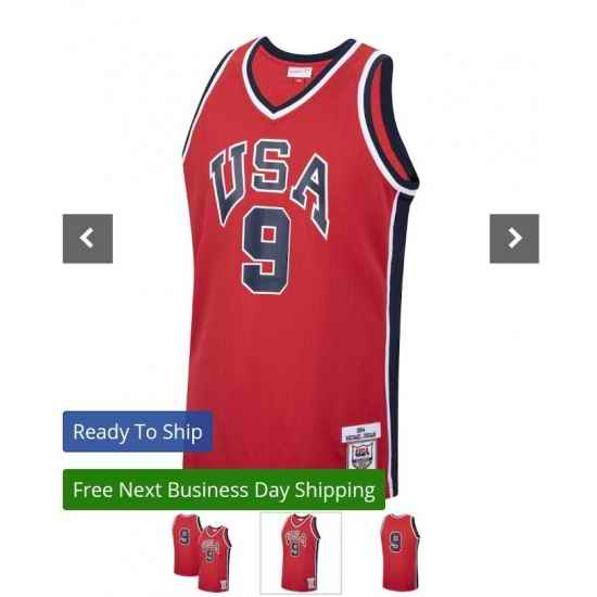 ??ichael Jordan USA Basketball Mitchell Nexx Authentic 1984 Red Jersey->1992 dream team olympic->NBA Jersey