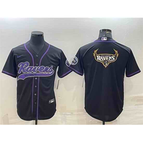 Men Baltimore Ravens Black Team Big Logo With Patch Cool Base Stitched Baseball Jersey->atlanta falcons->NFL Jersey