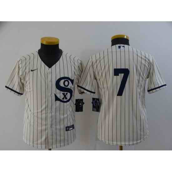 Youth Chicago White Sox #7 Tim Anderson 2021 Cream Field of Dreams Cool Base Stitched Nike Jersey->youth mlb jersey->Youth Jersey