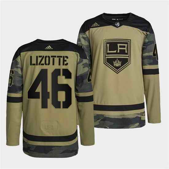 Men Los Angeles Kings #46 Blake Lizotte 2022 Camo Military Appreciation Night Stitched jersey->los angeles kings->NHL Jersey