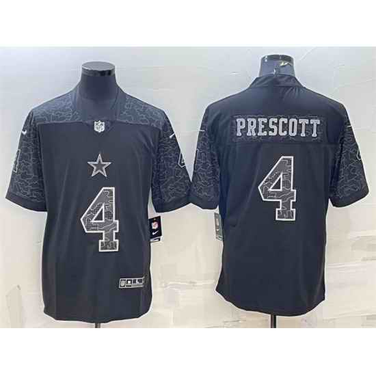 Men Dallas Cowboys #4 Dak Prescott Black Reflective Limited Stitched Football Jersey->cincinnati bengals->NFL Jersey