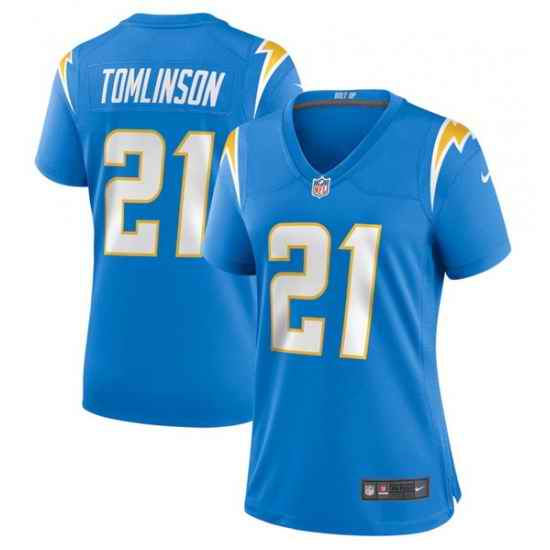 Women Los Angeles Chargers #21 LaDainian Tomlinson Blue Stitched Game Jersey->women nfl jersey->Women Jersey