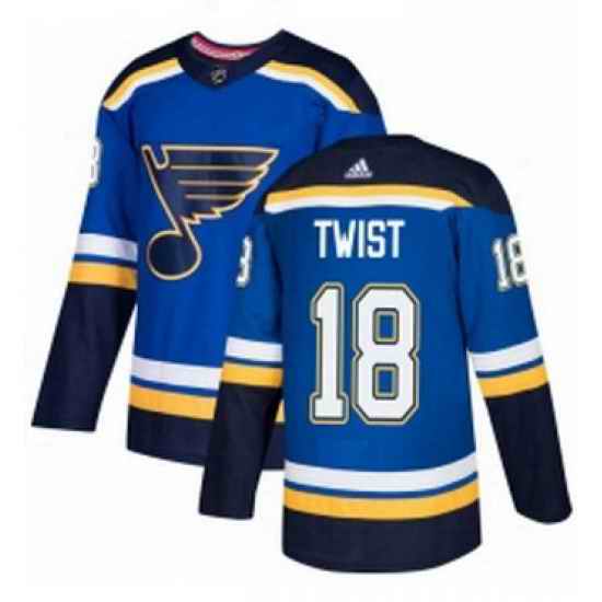 Mens Adidas St Louis Blues #18 Tony Twist Authentic Royal Blue Home NHL Jersey->st.louis blues->NHL Jersey