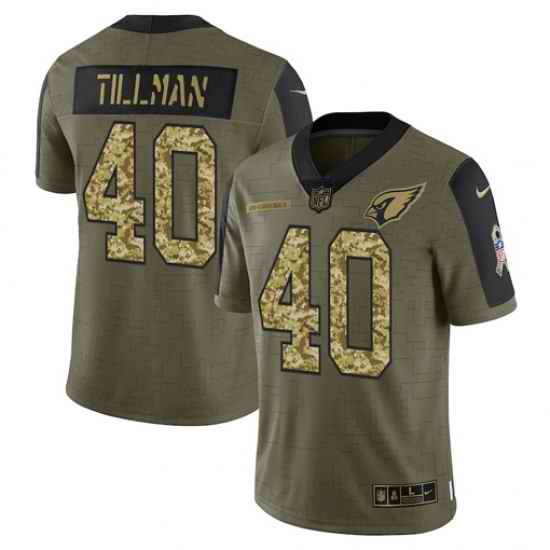 Men Arizona Cardinals #40 Pat Tillman 2021 Salute To Service Olive Camo Limited Stitched Jersey->atlanta falcons->NFL Jersey