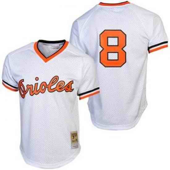 Men Baltimore Orioles #8 Cal Ripken Jr Throwback White Jersey->baltimore orioles->MLB Jersey