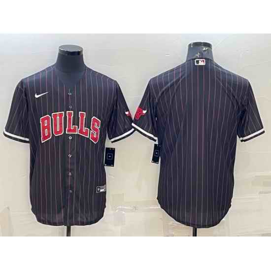 Men Chicago Bulls Blank Black Cool Base Stitched Baseball Jersey->denver nuggets->NBA Jersey