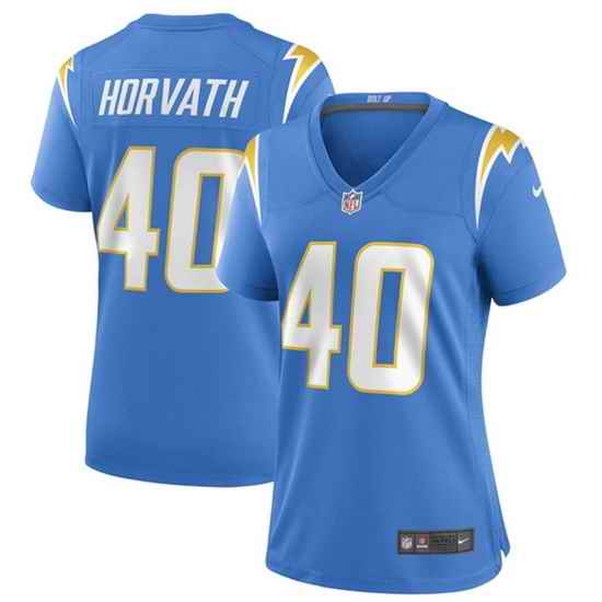 Women Los Angeles Chargers #40 Zander Horvath Blue Stitched Game Jersey->women nfl jersey->Women Jersey