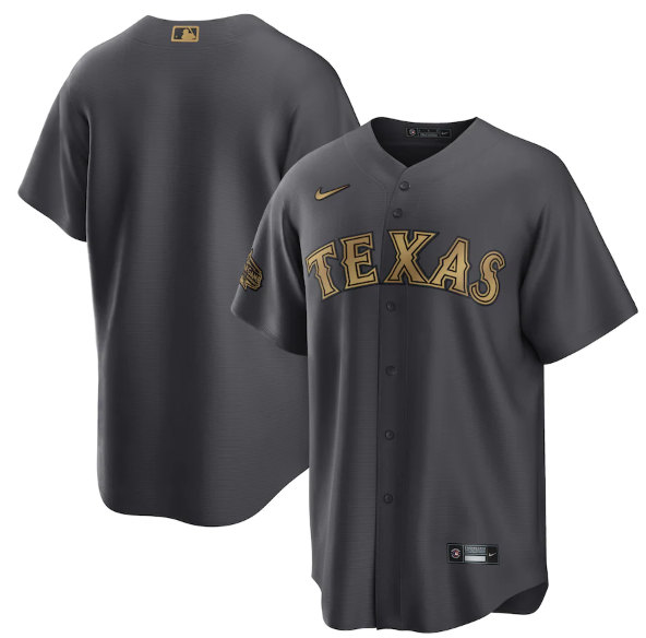 Men's Texas Rangers Blank Charcoal 2022 All-Star Cool Base Stitched Baseball Jersey->texas rangers->MLB Jersey