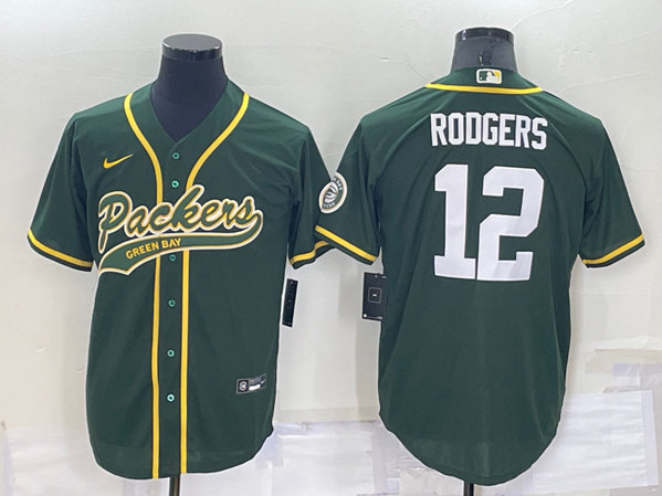 Men's Green Bay Packers #12 Aaron Rodgers Green Cool Base Stitched Baseball Jersey->green bay packers->NFL Jersey