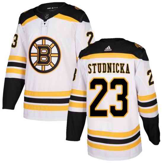 Youth Boston Bruins Jack Studnicka Adidas Authentic Away Jersey White->youth nhl jersey->Youth Jersey