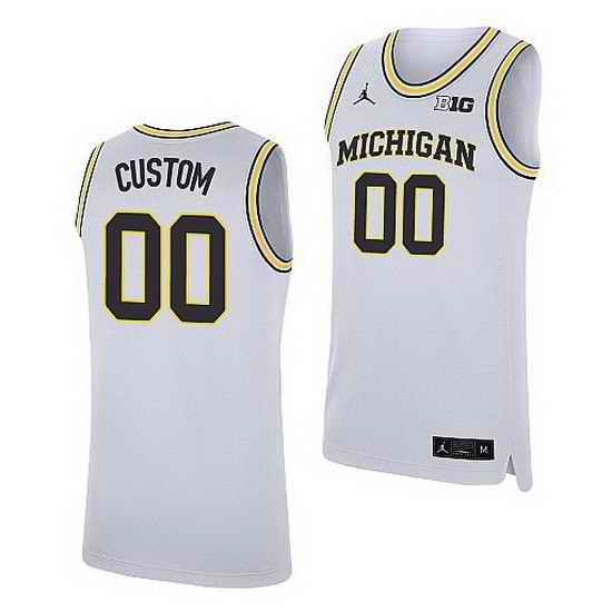 Michigan Wolverines Custom White Replica College Basketball Jersey_1->->Custom Jersey