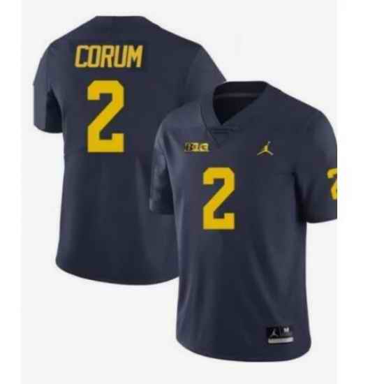 Men Michigan Wolverines Blake Corum #2 Navy High School Jersey->michigan wolverines->NCAA Jersey