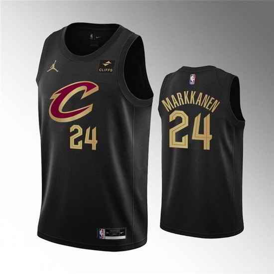 Men Cleveland Cavaliers #24 Lauri Markkanen Black Statement Edition Stitched Basketball Jersey->cleveland cavaliers->NBA Jersey