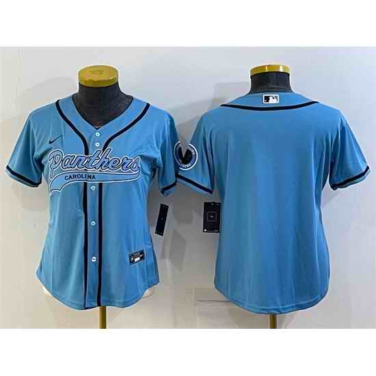 Women Carolina Panthers Blank Blue With Patch Cool Base Stitched Baseball Jersey->women nfl jersey->Women Jersey