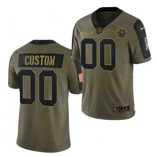 Men Women Youth Toddler Tennessee Titans Custom 2021 Olive Salute To Service Limited Jersey->->Custom Jersey