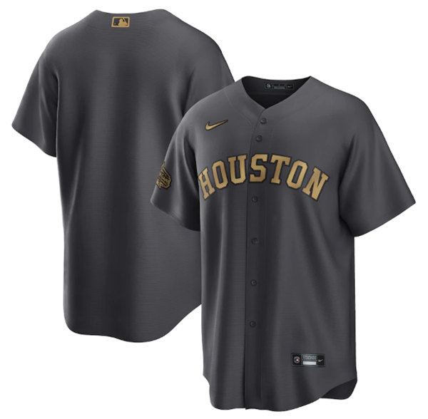 Men's Houston Astros Blank Charcoal 2022 All-Star Cool Base Stitched Baseball Jersey->houston astros->MLB Jersey