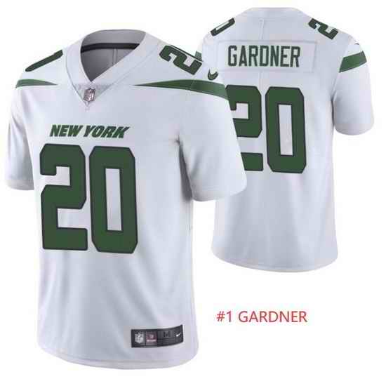 Men Nike New York Jets #1 Ahmad Gardner White Vapor Limited Jersey->hall of fame 50th patch->NFL Jersey