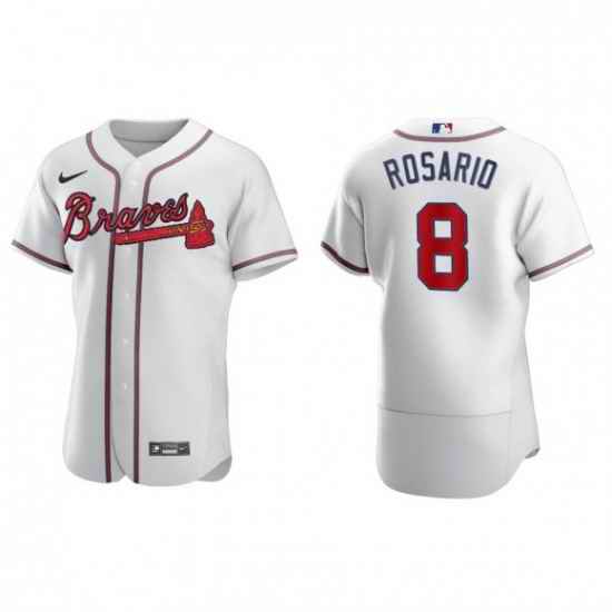 Men Nike Atlanta Braves #8 Eddie Rosario White Alternate Stitched Baseball Jersey->denver nuggets->NBA Jersey