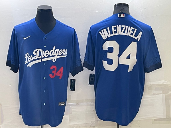 Men's Los Angeles Dodgers #34 Toro Valenzuela Royal City Connect Cool Base Stitched Baseball Jersey->boston red sox->MLB Jersey