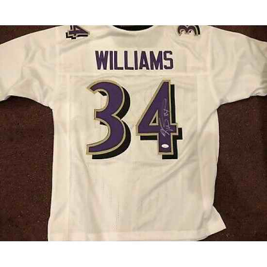 Men Baltimore Ravens Ricky Williams #34 Throwback Stitched Jersey White->->Custom Jersey